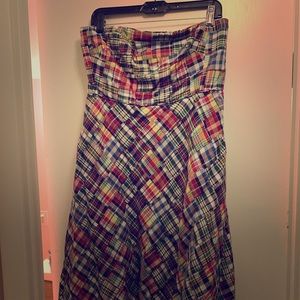 J. Crew Madras Strapless Dress